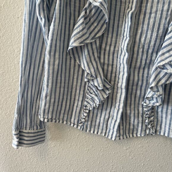 Rebecca Minkoff Blouse Women's XS Ciera Ruffle Top Striped Button Up Victorian - Picture 8 of 15